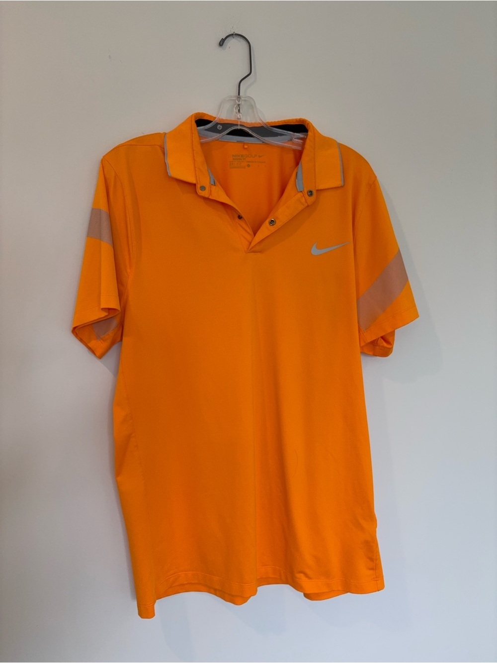 Nike Men's Bright Orange Short-Sleeve Polo with Silver Swoosh